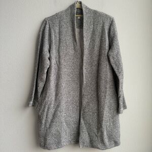 Eileen Fisher gray 100% organic cotton open front cardigan knit size medium